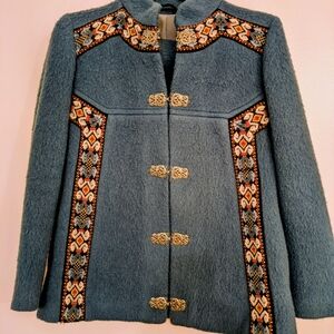 Elegant Embroidered Norwegian Blue Coat